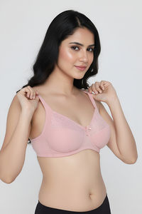 Zivame Double Layered Non Wired 3/4Th Coverage T-Shirt Bra - Silver Pink — thumbnail 2